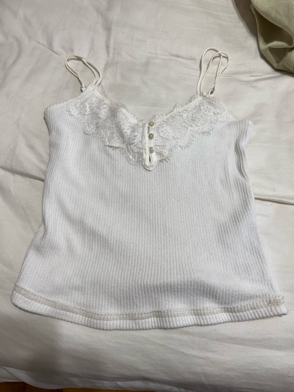 Abercrombie & Fitch Soft A&F Sleep Blouse Lace Top White